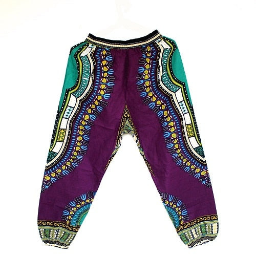 New Fashion Design African Traditional Print 100% Cotton Dashiki Sky Blue Pants