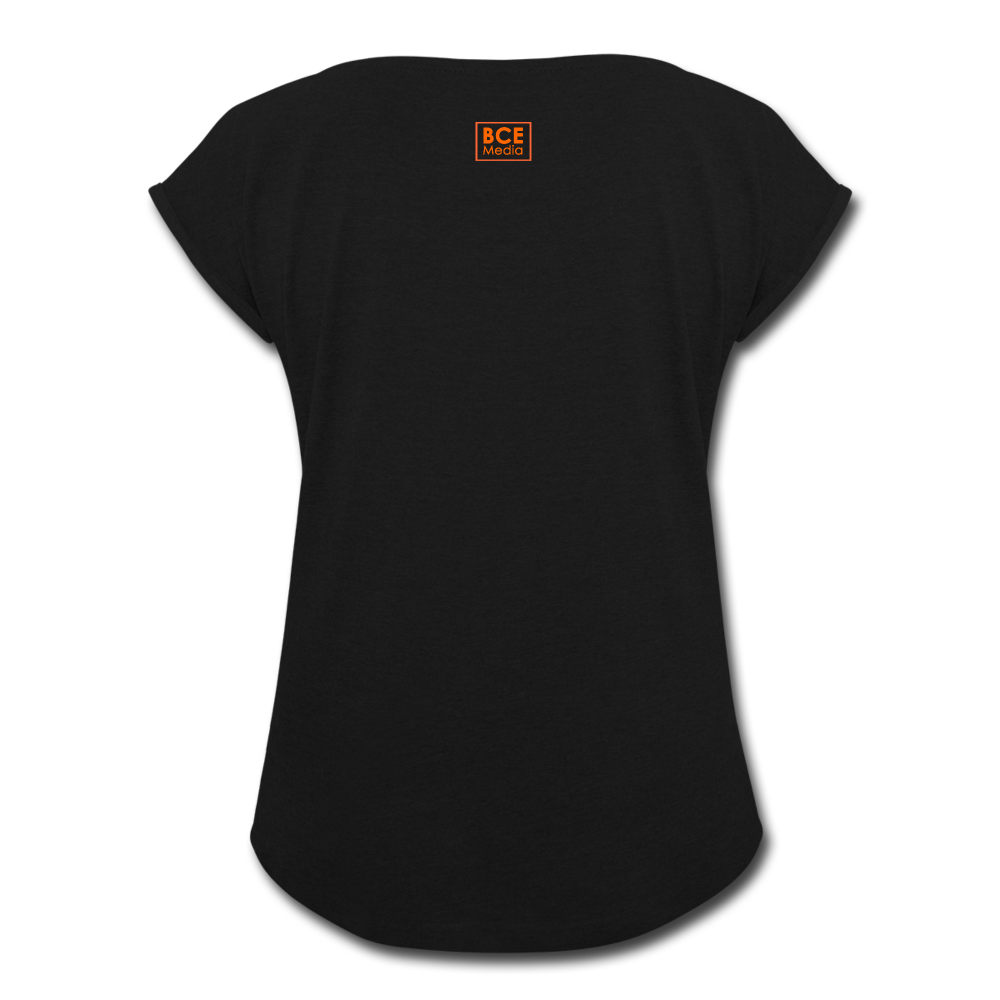 African Fabric Co. Women's Roll Cuff T-Shirt - black