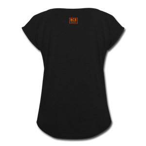 African Fabric Co. Women's Roll Cuff T-Shirt - black