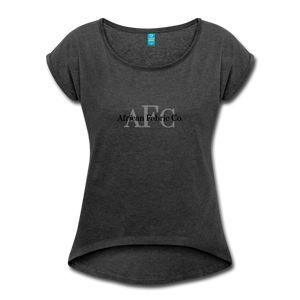 African Fabric Co. Women's Roll Cuff T-Shirt - heather black
