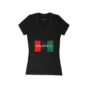 African Fabric Co. Women's Tri-Color Short Sleeve Deep V-Neck Tee