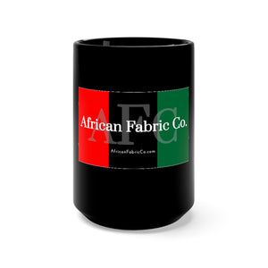 African Fabric Co. Tri-Color Black Mug 15oz