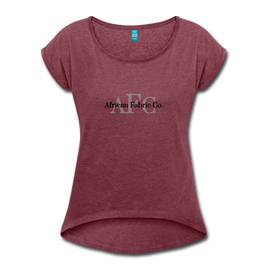 African Fabric Co. Women's Roll Cuff T-Shirt - heather burgundy