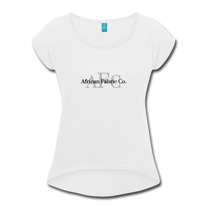 African Fabric Co. Women's Roll Cuff T-Shirt - white