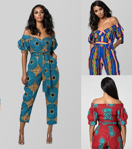 2019 new summer elegent fashion style african women printing plus size long jumpsuit