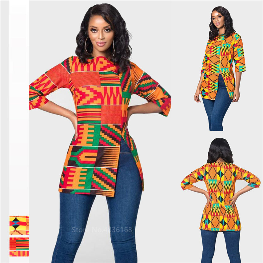 African Women Clothes Bazin Riche Dashiki T Shirt Traditional Print Clothing Vestido Africa Ankara Style Tops Fashion Blouse Tee