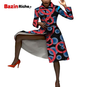 Casual African Coats Trench Lady Dashiki Coats Print Batik Female Africa Clothing