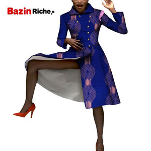 Casual African Coats Trench Lady Dashiki Coats Print Batik Female Africa Clothing