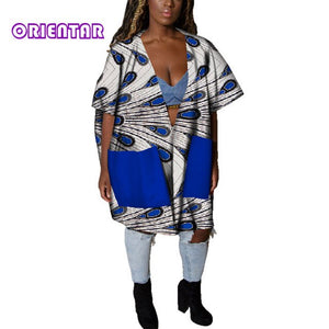 Casual African Clothes for Women African Print Cotton Loose Sexy Deep V Neck Dashiki Gown Women Bazin Riche Africa Blouse WY4803