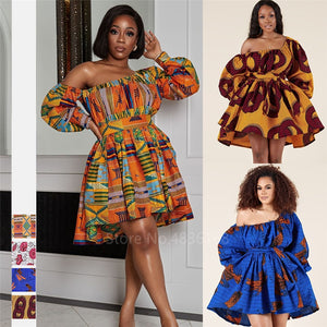 African  Full Sleeve Tilting Shoulder Two Wear Dress