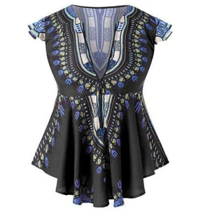 Fashion African Clothes  Top Dashiki Print Sexy Ankara Style Plus Size Summer T-shirts S-2XL Ethnic Short Sleeve Ladies