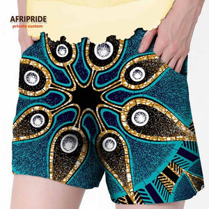 2019 African summer beach shorts for women ankara fabric dashiki print pants AFRIPRIDE private custom pure cotton print A722106