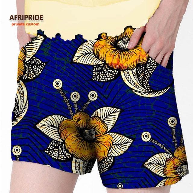 2019 African summer beach shorts for women ankara fabric dashiki print pants AFRIPRIDE private custom pure cotton print A722106