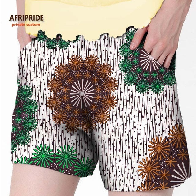 2019 African summer beach shorts for women ankara fabric dashiki print pants AFRIPRIDE private custom pure cotton print A722106