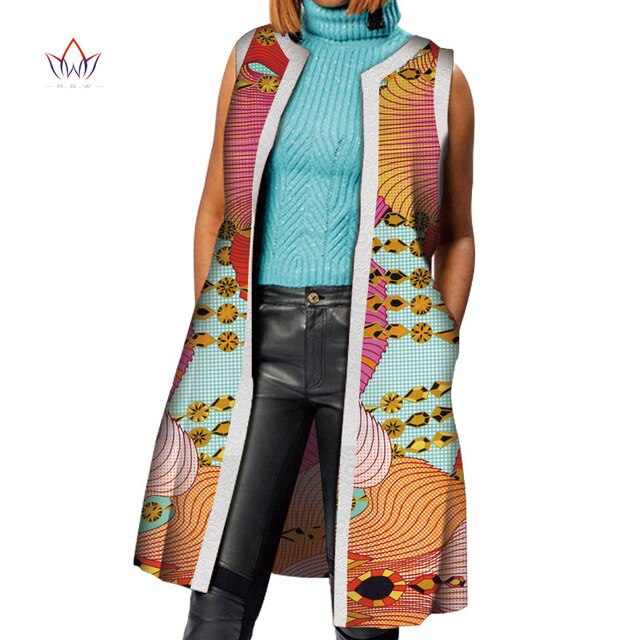 African Clothes Bazin Riche African Dresses for Women Dashiki Long Vest Coat Jacket
