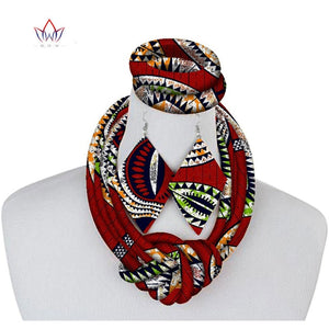 2020 New Trend African Necklace Print Wax Ankara Fabric Set Side Knot Necklace,Bracelet and Earrings 3 Pieces SP083