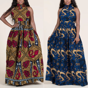 MD Plus Size Sleeveless Dress 2020 New African Clothes Ankara Dashiki Print Dress Fashion Party Dresses for Women Robe Africaine