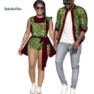 African Print Jacket for Men and Jumpsuit Bodysuit for Women Family Clothing Lover Clothes Men Coat Top Couple Clothing WYQ195
