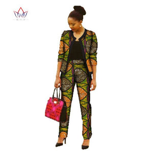 BRW Africa Pant Sets for Women New Spring  Dashiki Crop Top and Pants Africa Clothing Bazin Plus Size African Clothing WY022