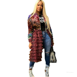 Africa Clothing Women Jackets Casual Fashion O-Neck Zipper Full Sleeve Camouflage Print Coat Street  Long African Jackets