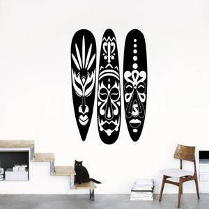 Modern African Masks Wall Sticker Kids Room Living Room African Masks Surfboard Wall Decal Bedroom Vinyl Decor