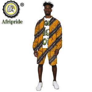 African Clothes for Men Print Jacket and Shorts 2 Piece Set Dashiki Outfits Open Front Coats Ankara Outwear Tracksuit S2016038