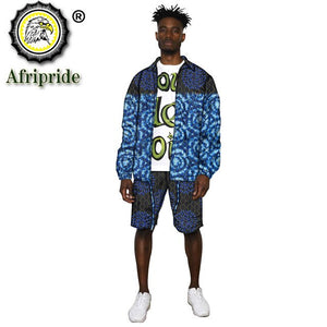African Clothes for Men Print Jacket and Shorts 2 Piece Set Dashiki Outfits Open Front Coats Ankara Outwear Tracksuit S2016038