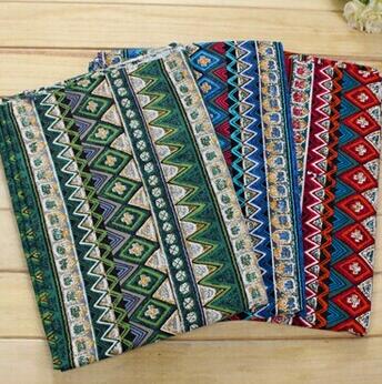 Fashion African Style Vintage Green Red Blue Cotton Linen Fabric Textiles Cotton Linen for Sewing Dress Curtains 50x145cm