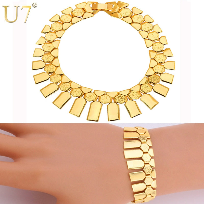 African Bracelet Women Gold/Silver Color Fashion Jewelry Geometric Shape