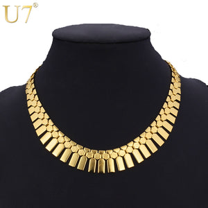 Gold Color Choker Necklace Big African Jewelry  Trendy Statement Tassels Bib Necklace For Women