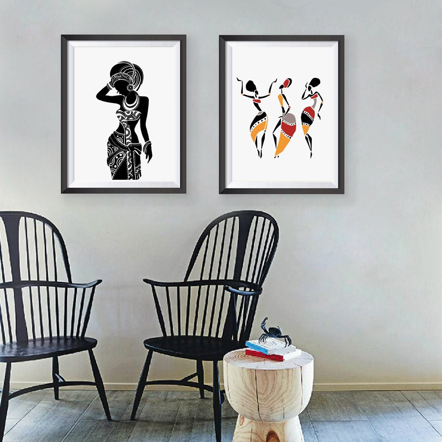 Beautiful Black Woman Canvas Art Print Poster, African Woman Art Canvas Painting Wall Pictures Home Decor - African Fabric Co.