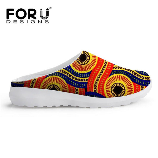 FORUDESIGNS Women Sandals African Traditional Printed Summer Shoes Ladies Beach Slip-on Platform Sandals Breathable Zapato Mujer