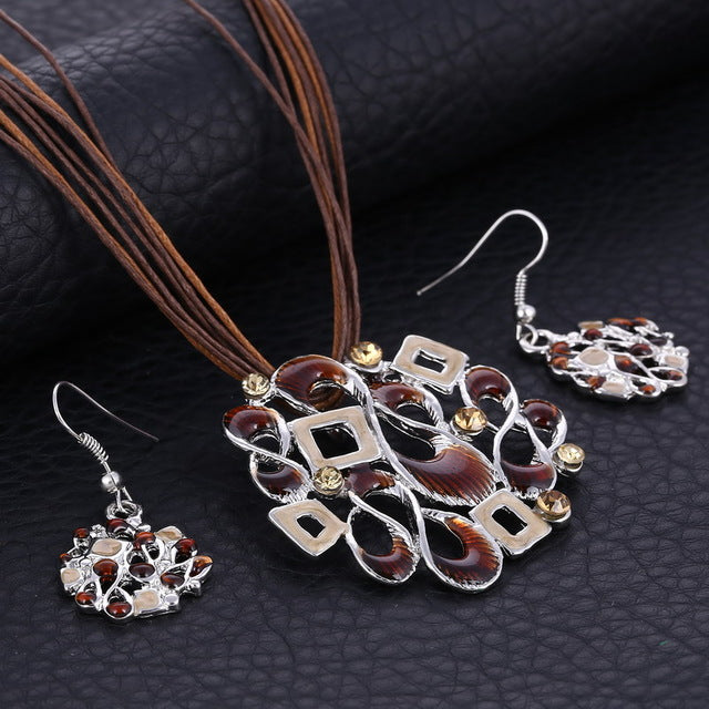 Fashion African Jewelry Set Silver Wedding Jewelry Sets for Brides Party Rope Bridal Jewelry Sets Summer Boho Jewelry
