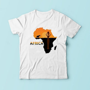 Impressions of African continent tshirt men  summer new white short sleeve casual