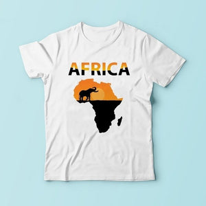 Impressions of African continent tshirt men  summer new white short sleeve casual