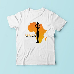Impressions of African continent tshirt men  summer new white short sleeve casual
