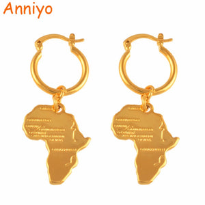 Map of Africa Earrings for Women Girl Ethiopian Nigeria Gold Color