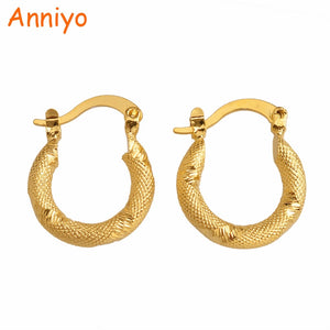 Anniyo Gold Color Small Earrings Stud for Women/Girls,Trendy Party Jewelry Arab African,South America Gift #008116