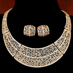 Piercing Collares Earrings Fine African Jewelry Sets Bridal Maxi Necklaces+ Pendientes Gold/Silver Plated Wedding Joyeria Women