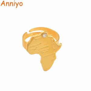 Ancient African Map Ring for Women Girls Gold Color Africa