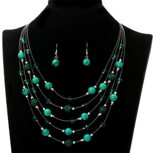 African Beads Wedding Jewelry Sets For Women Multi-layers Crystal Beads Statement Collier Earrings Sets Femme Bijoux