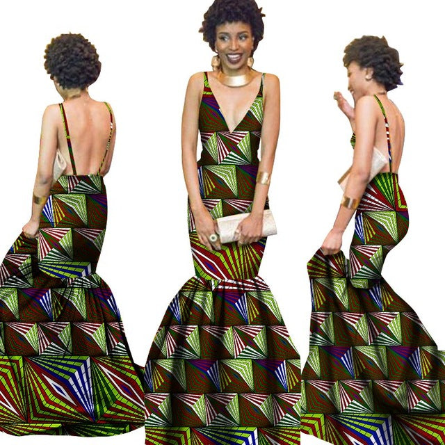 Summer Women  traditional  dresses Brand Custom Clothing Africa Wax Dashiki Slim Cut Sexy Dress