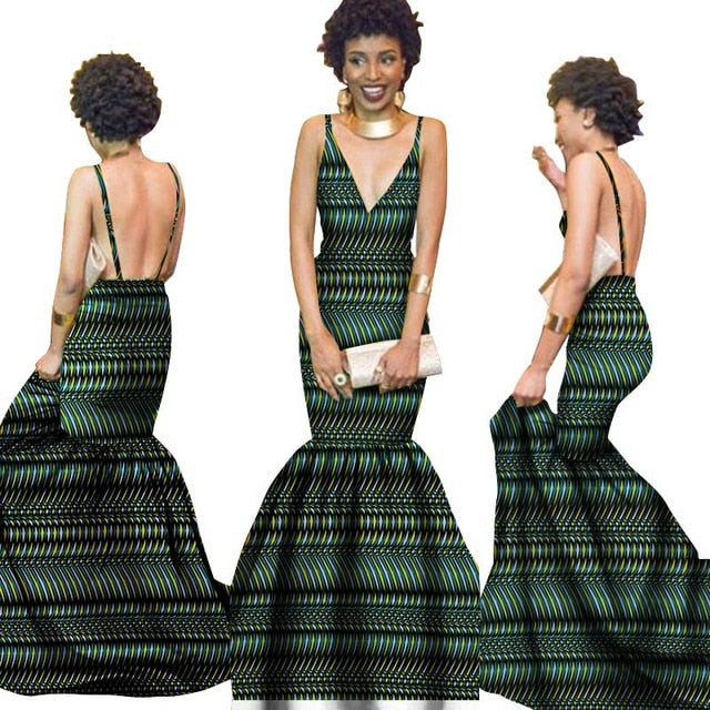 Summer Women  traditional  dresses Brand Custom Clothing Africa Wax Dashiki Slim Cut Sexy Dress