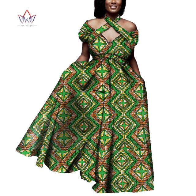 Vintage long Dress Dashiki african bazin dress african print dresses for women short sleeve
