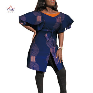 Dashiki African Dresses for Women Bazin Riche Big Ruffle Sleeve African Dresses Ankara Fashion Elegant African Clothing