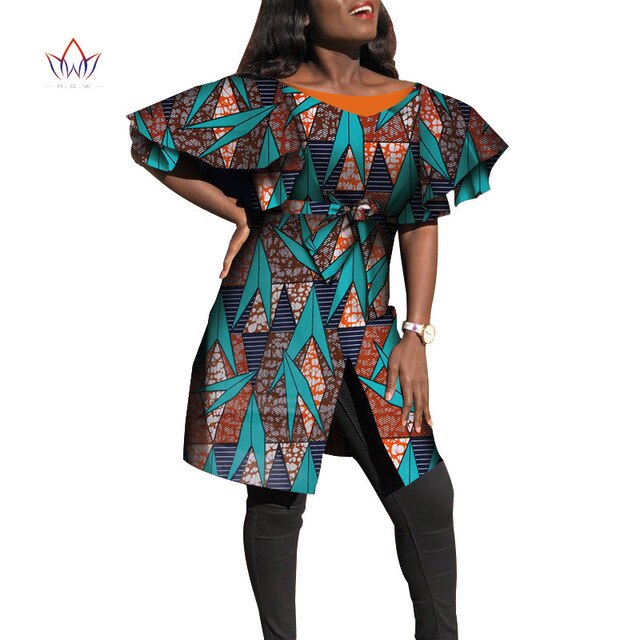 Dashiki African Dresses for Women Bazin Riche Big Ruffle Sleeve African Dresses Ankara Fashion Elegant African Clothing